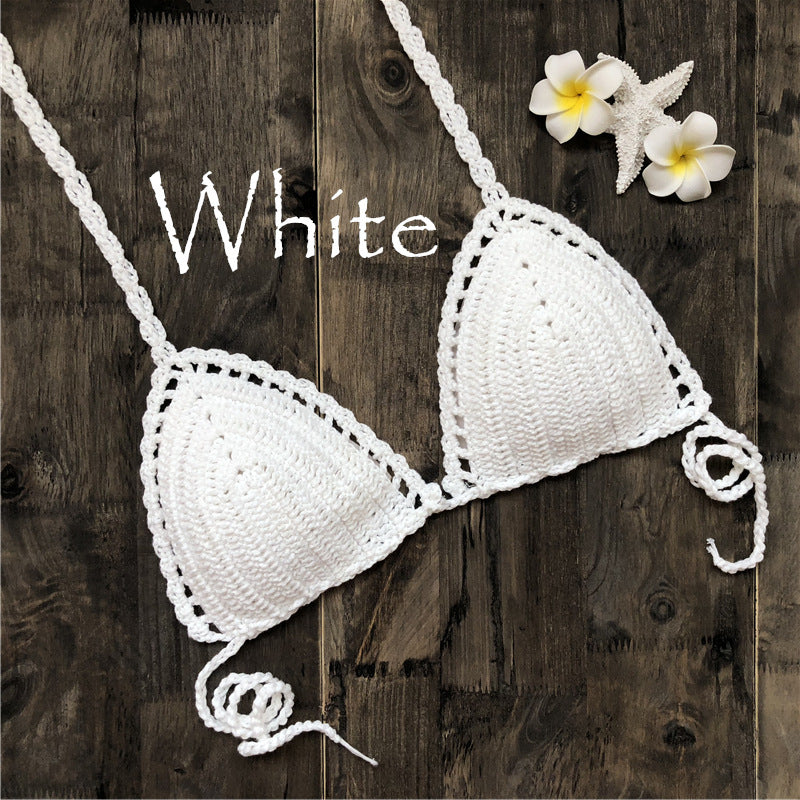 Women's Fashion Hand-woven Cotton Hollow Beach Bikini Split Swimsuit