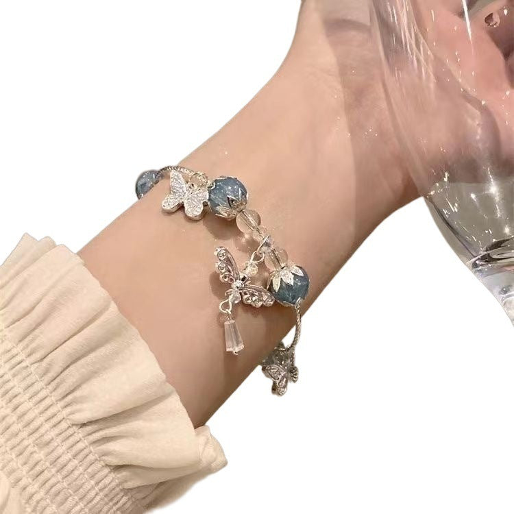 Mori Style Cold Gradient Explosion Flower Glass Beaded Bracelet