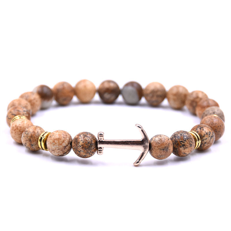 Boat Anchor Volcanic Natural Stone Bracelet