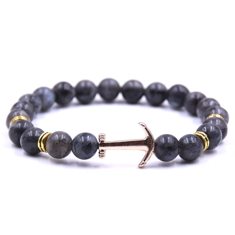 Boat Anchor Volcanic Natural Stone Bracelet