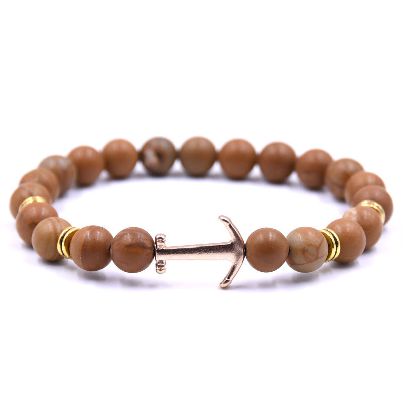 Boat Anchor Volcanic Natural Stone Bracelet