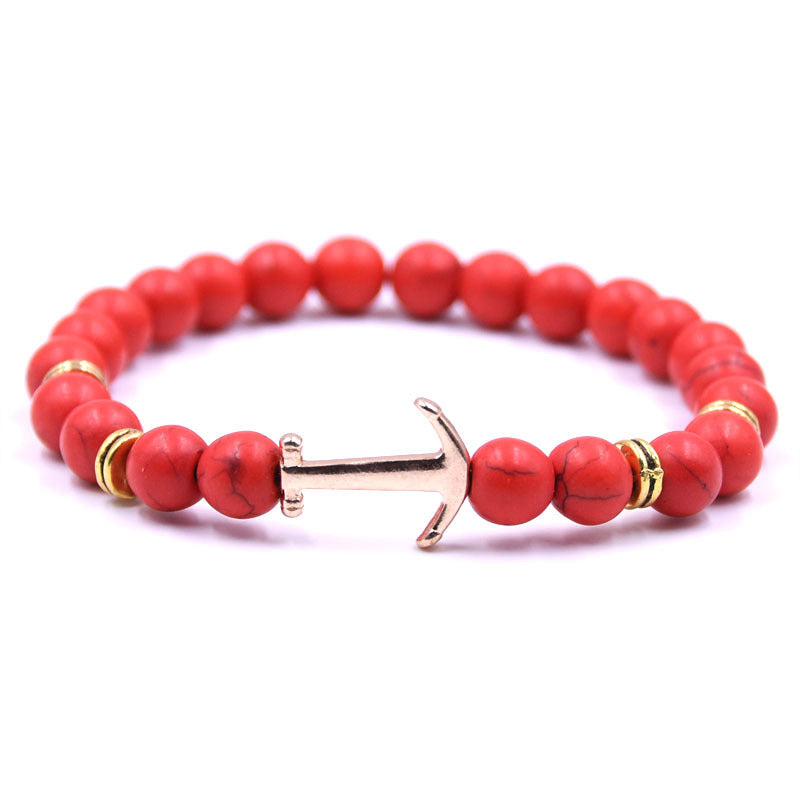 Boat Anchor Volcanic Natural Stone Bracelet