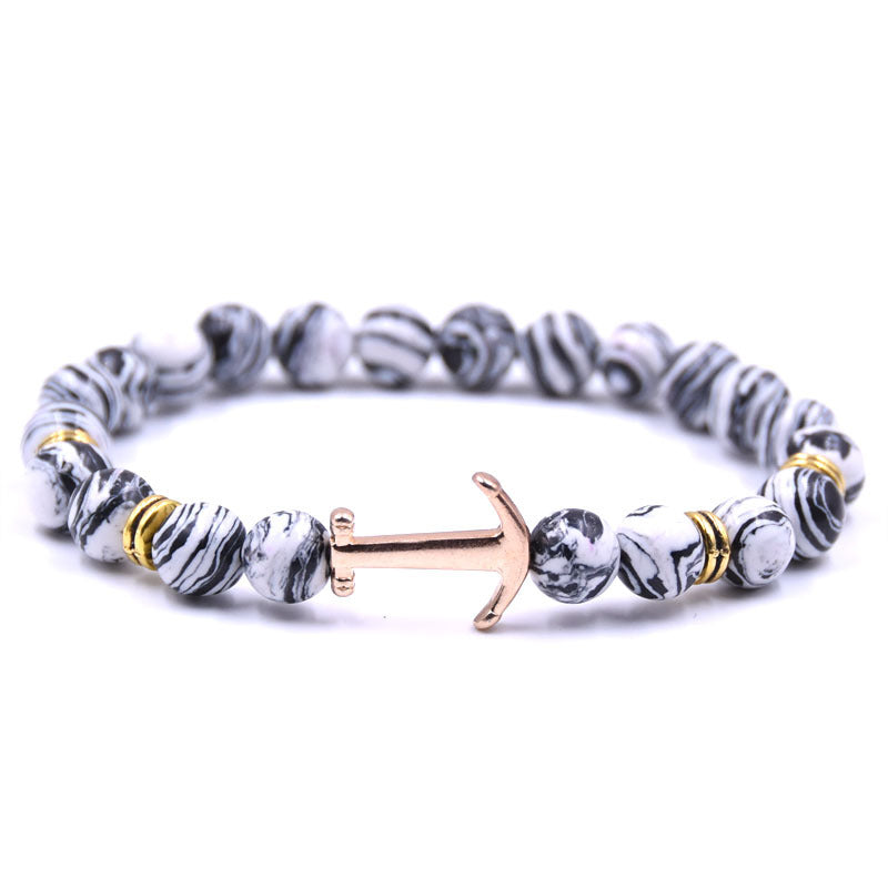 Boat Anchor Volcanic Natural Stone Bracelet