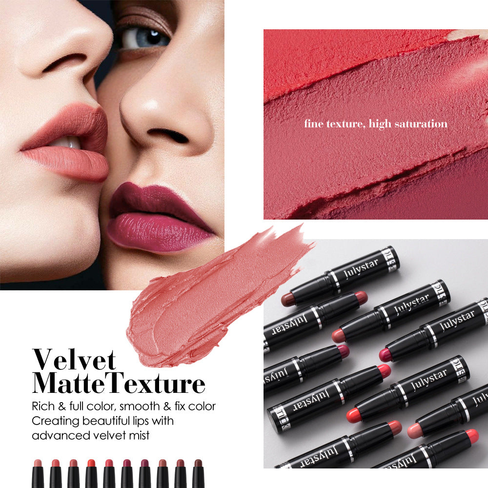 Matte Finish Makeup Lipstick Rotating Velvet Lasting No Stain On Cup