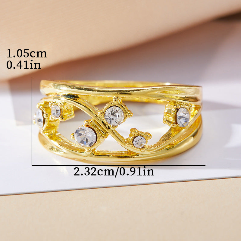 Diamond-studded Ring Classic Two-tone Irregular Size