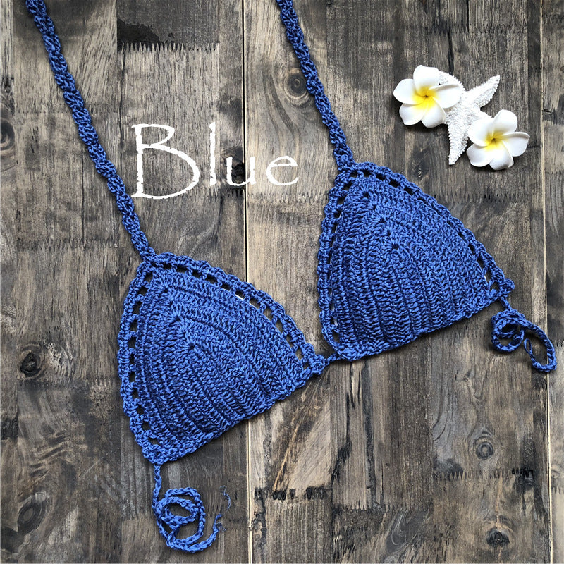 Women's Fashion Hand-woven Cotton Hollow Beach Bikini Split Swimsuit