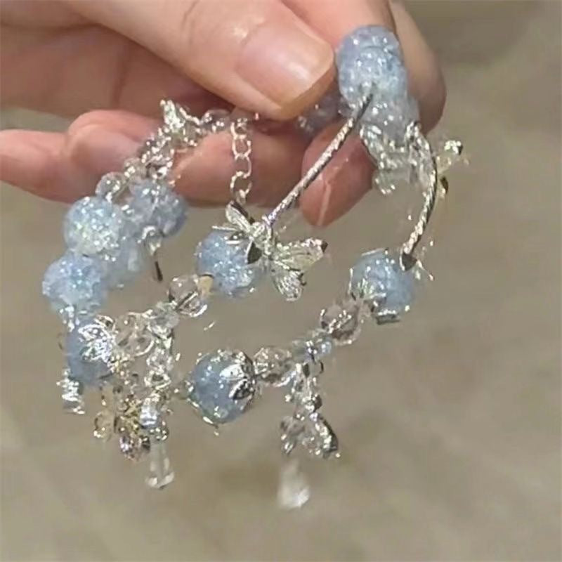 Mori Style Cold Gradient Explosion Flower Glass Beaded Bracelet
