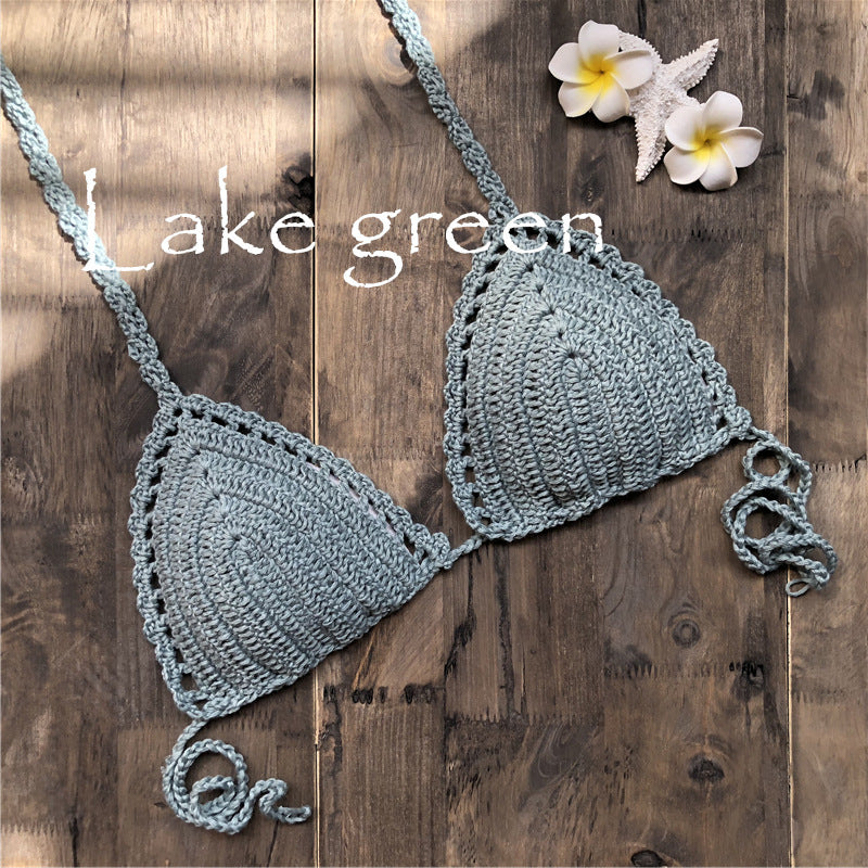 Women's Fashion Hand-woven Cotton Hollow Beach Bikini Split Swimsuit