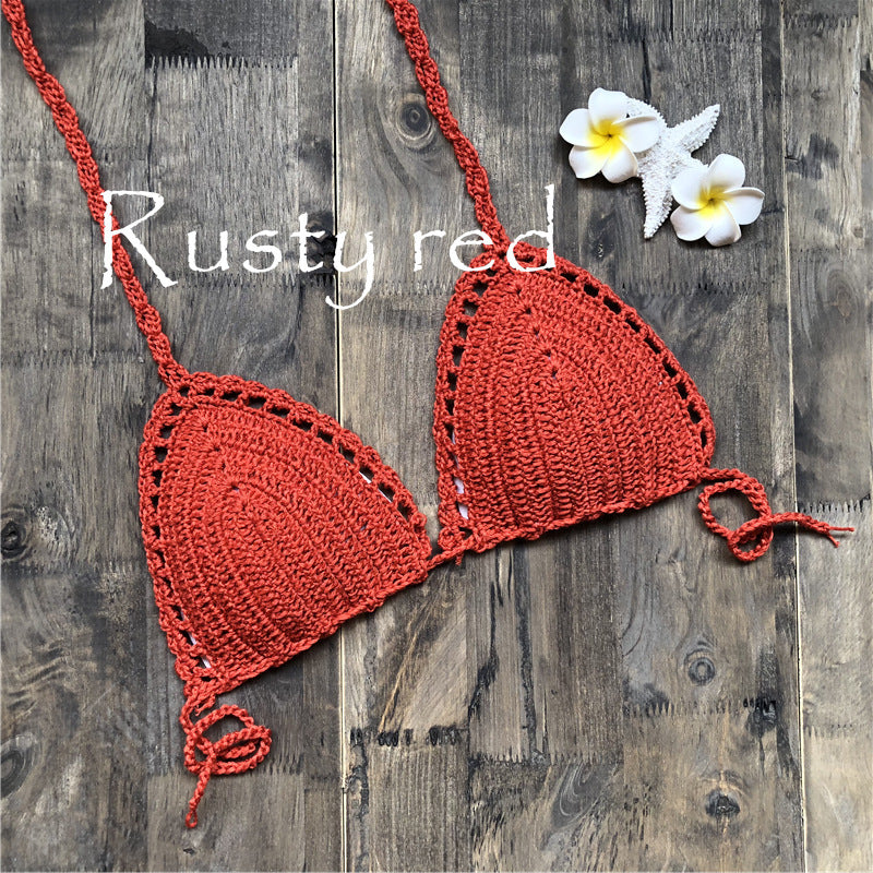 Women's Fashion Hand-woven Cotton Hollow Beach Bikini Split Swimsuit
