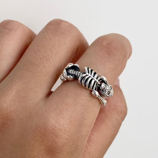 Skull Skull Open Ring Punk Goth Cold Men And Women All-matching Silver Ring