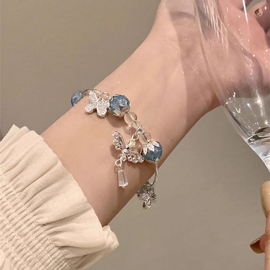 Mori Style Cold Gradient Explosion Flower Glass Beaded Bracelet