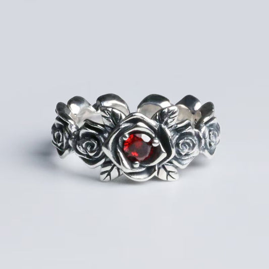 Men And Women Marcasite Ring Couple Silver Rose